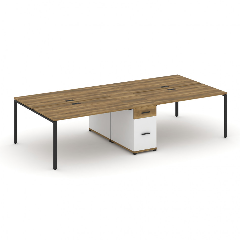 Concept Рабочая станция 4 места с 1 опорной тумбой CN.DRS-423 B Сандал Янтарный/Белый Бриллиант/Мета