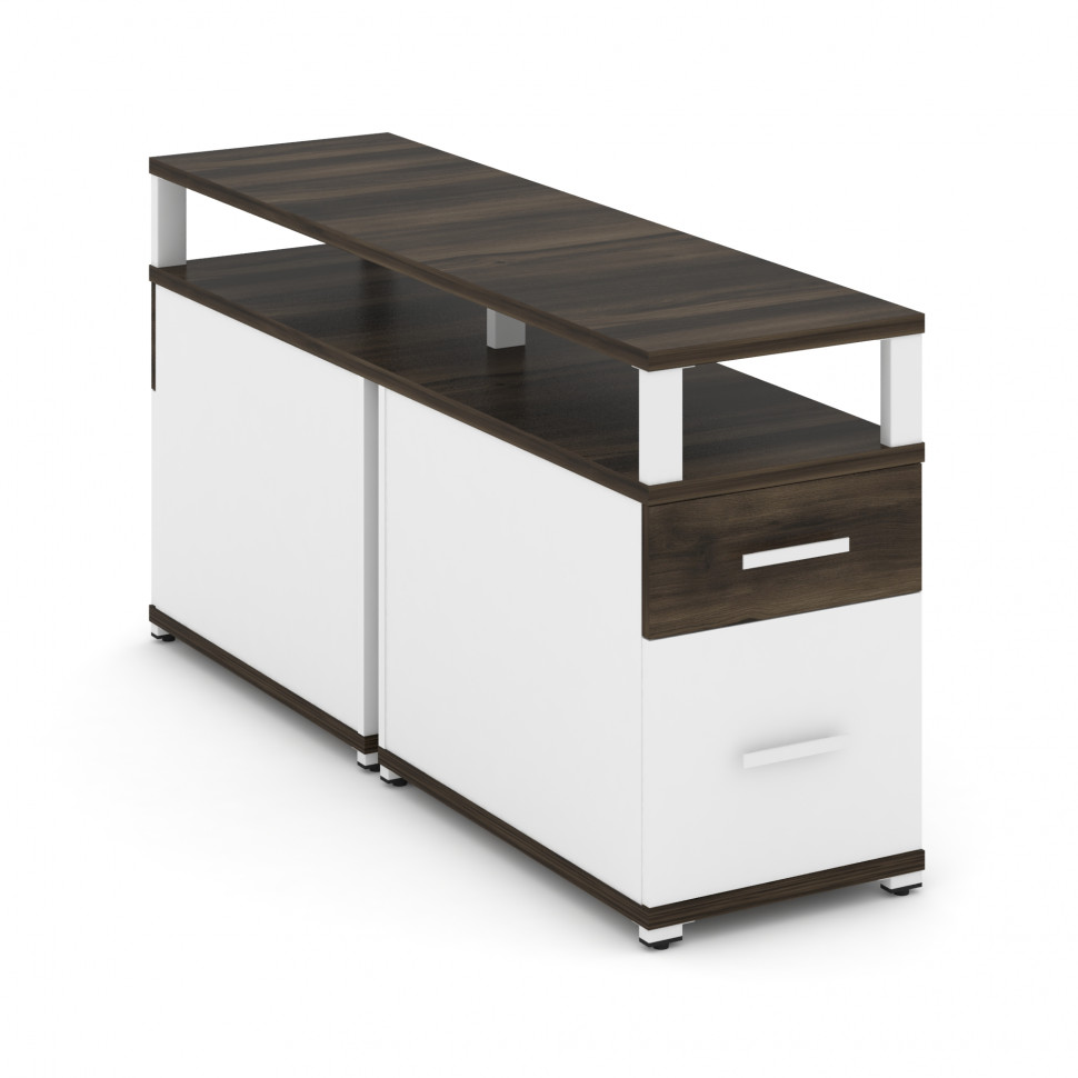 Concept Тумба двухсторонняя приставная 1 ящ.+1 распаш. фасад с надставкой. CN.DTGP-002 W Дуб Мали/Бе