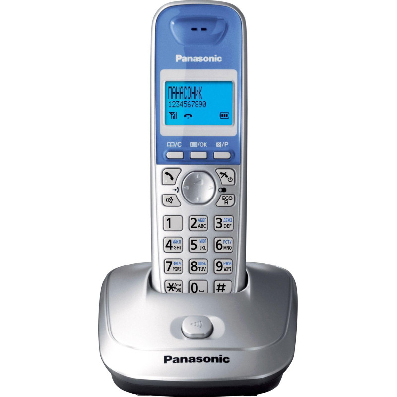 Радиотелефон Dect Panasonic KX-TG2511RUS серебристый/голубой АОН