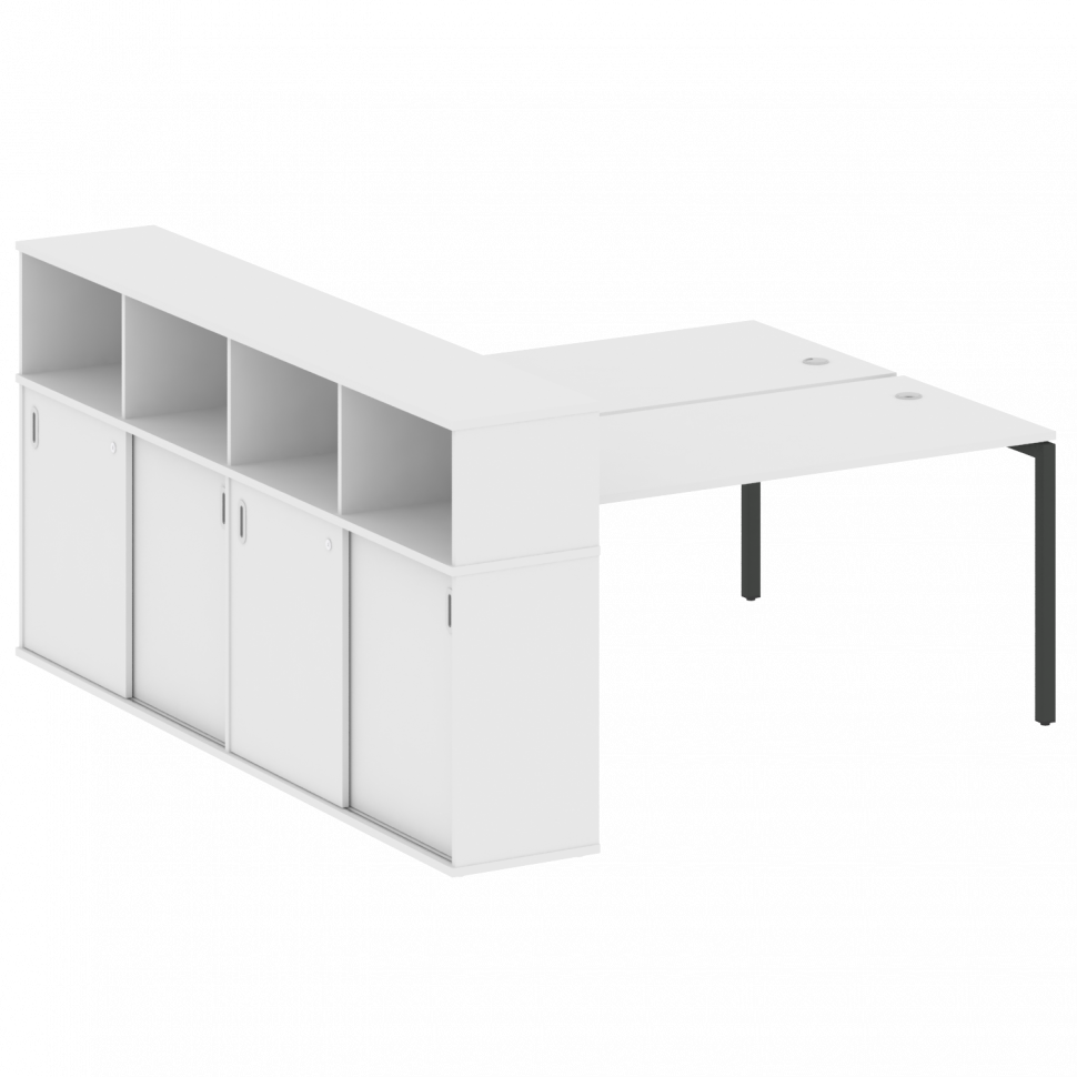 Metal System Quattro Рабочая станция с шкафом-купе на П-образном м/к 40БП.РС-СШК-4.4 Т Белый/Металл Metal System Quattro Рабочая станция с шкафом-купе на П-образном м/к 40БП.РС-СШК-4.4 Т Белый/Металл