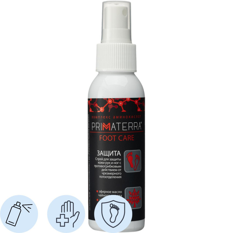 Спрей защит Primaterra FOOT CARE для ног дез/противогрибк 100мл