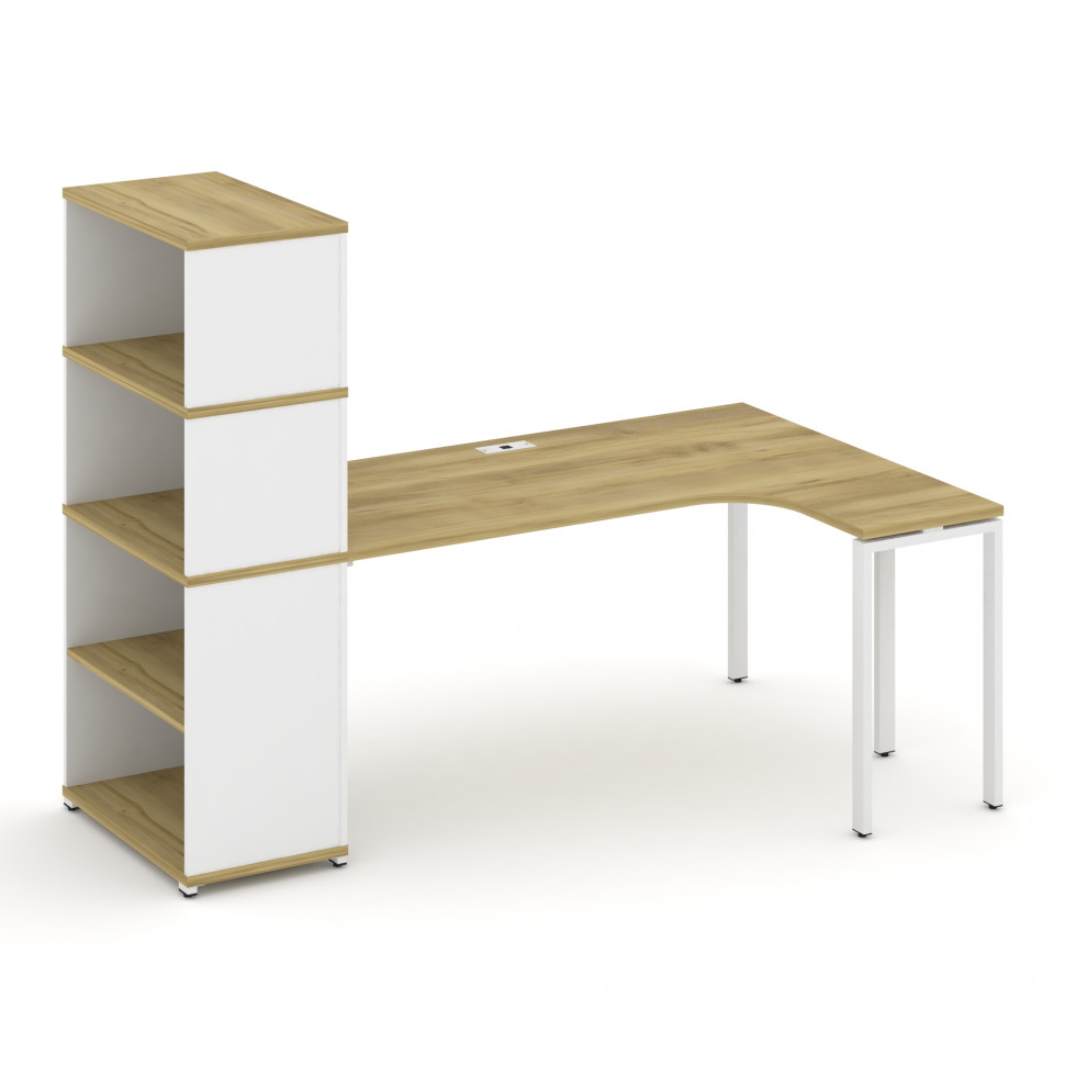 Concept Стол эргономичный с опорным стеллажом с надставкой выс. CN.SA-208(R) Дуб Винченцо/Белый Брил Concept Стол эргономичный с опорным стеллажом с надставкой выс. CN.SA-208(R) Дуб Винченцо/Белый Брил