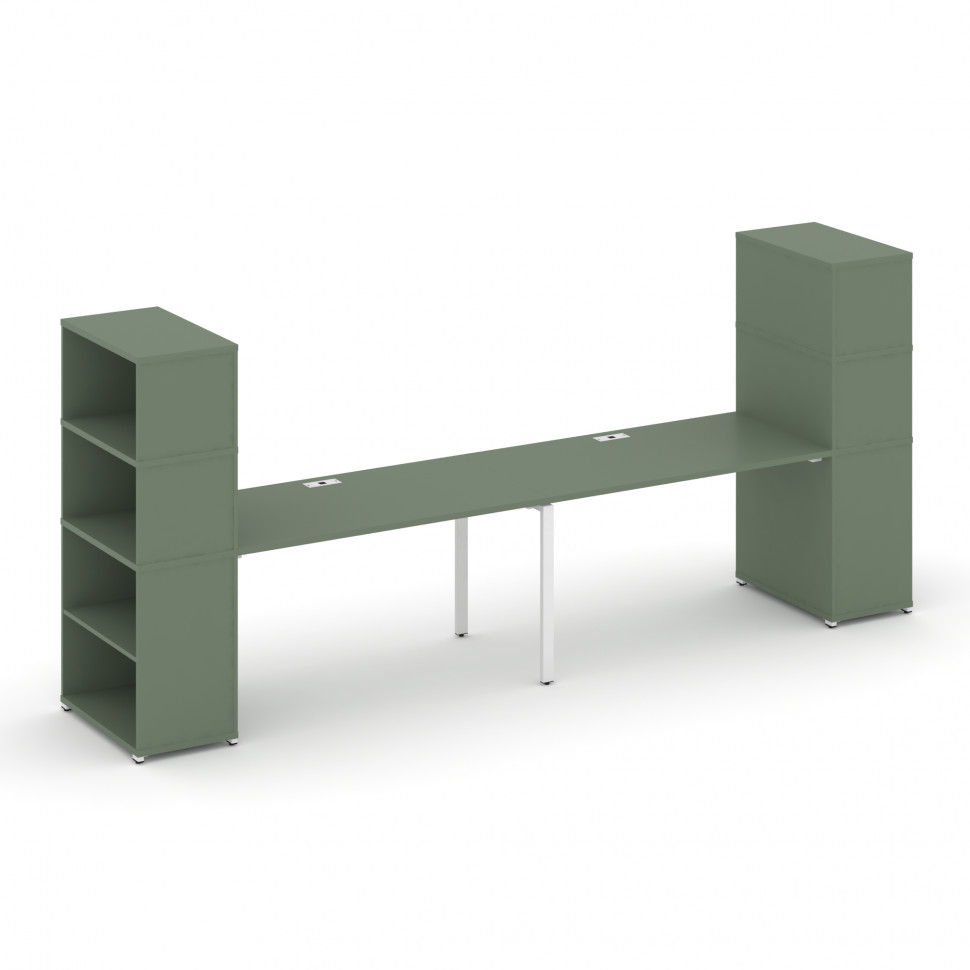 Concept Рабочая станция с опорными стеллажами с надставкой выс. CN.ORS-216 Кобо/Металл Белый 4000*72 Concept Рабочая станция с опорными стеллажами с надставкой выс. CN.ORS-216 Кобо/Металл Белый 4000*72