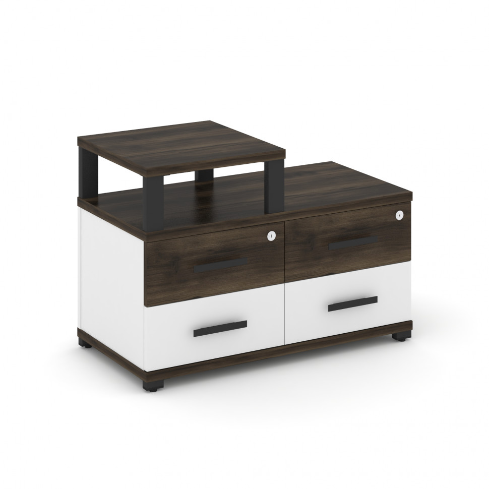 Concept Тумба приставная широкая 4 ящ. с надставкой узкой CN.TSP-002 B Дуб Мали/Белый Бриллиант/Мета