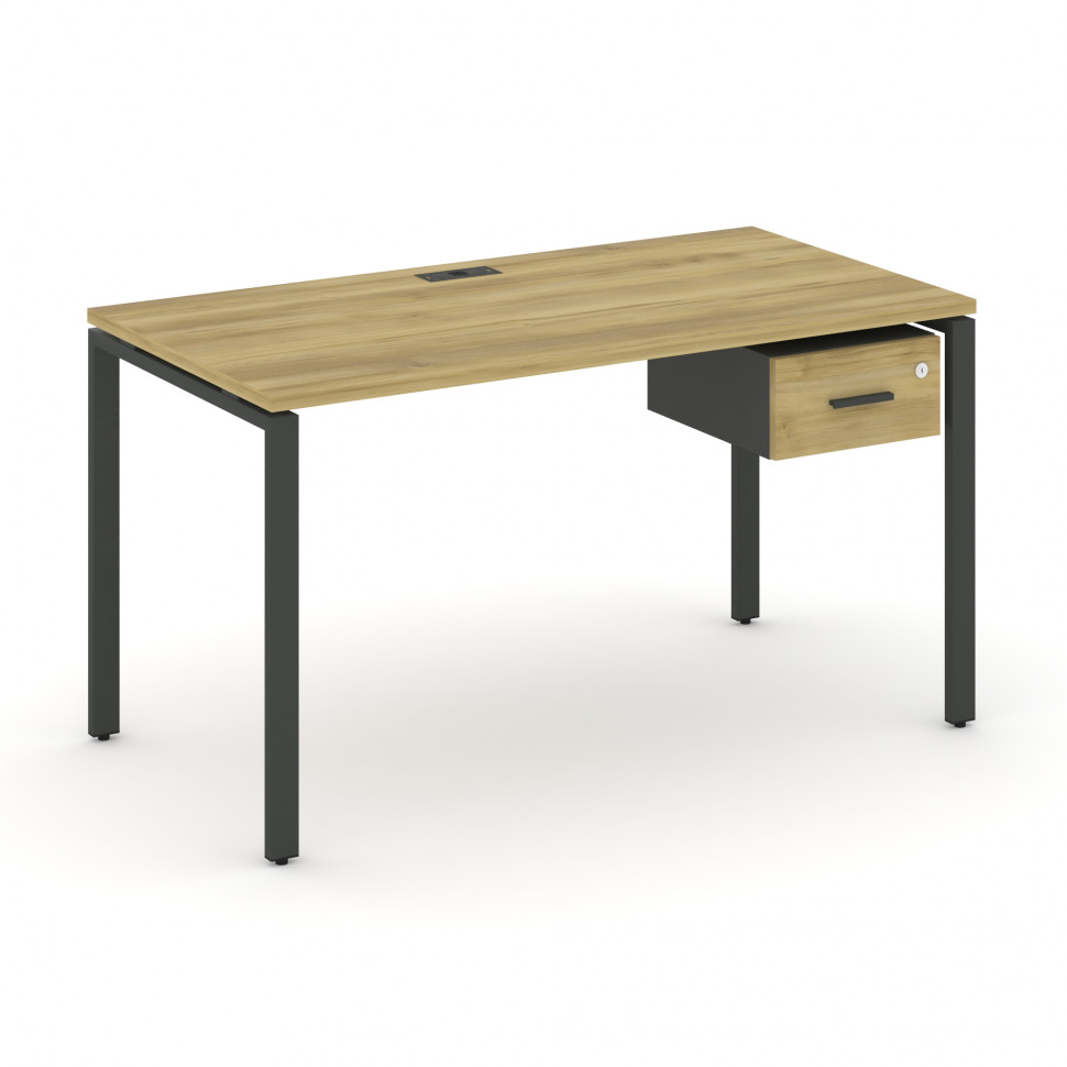 Concept Стол рабочий с подвесной тумбой с одним ящ. CN.SP-112 A Дуб Винченцо/Антрацит/Металл Антраци