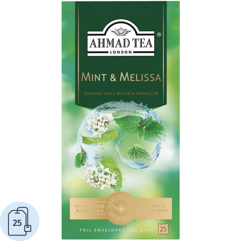Чай Ahmad Tea зеленый Мята-Мелиса 25пакx1,5г/уп 2258