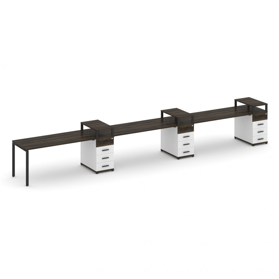 Concept Рабочая станция 3 места с 3 опорными тумбами CN.ORS-460 B Дуб Мали/Белый Бриллиант/Металл Че Concept Рабочая станция 3 места с 3 опорными тумбами CN.ORS-460 B Дуб Мали/Белый Бриллиант/Металл Че