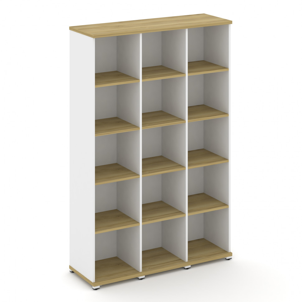 Concept Стеллаж 3 узкие секции, 5 ниш CN.STU-530 Дуб Винченцо/Белый Бриллиант/Металл Белый 1252*420*