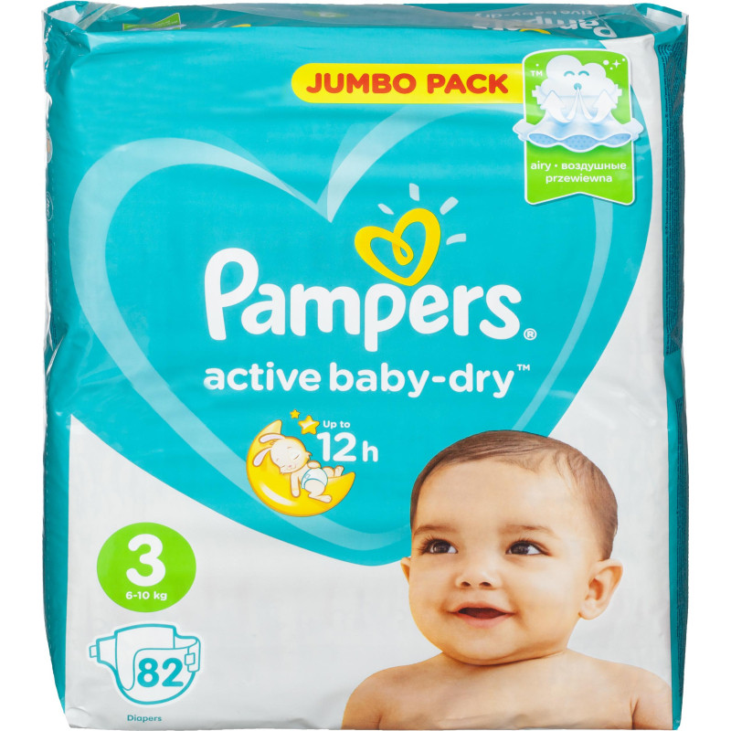 Подгузники PAMPERS Active Baby-Dry Midi 6-10 кг 82шт