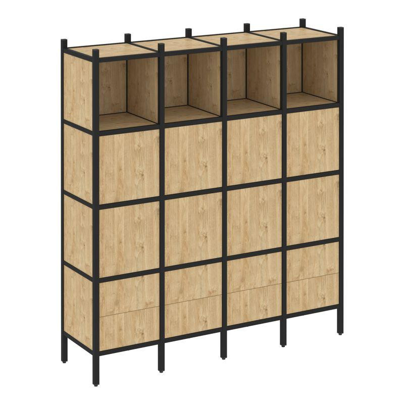 Loft Прямой стеллаж VR.L-09 Тиквуд Светлый/Металл Черный 1694*446*1869 Loft Прямой стеллаж VR.L-09 Тиквуд Светлый/Металл Черный 1694*446*1869