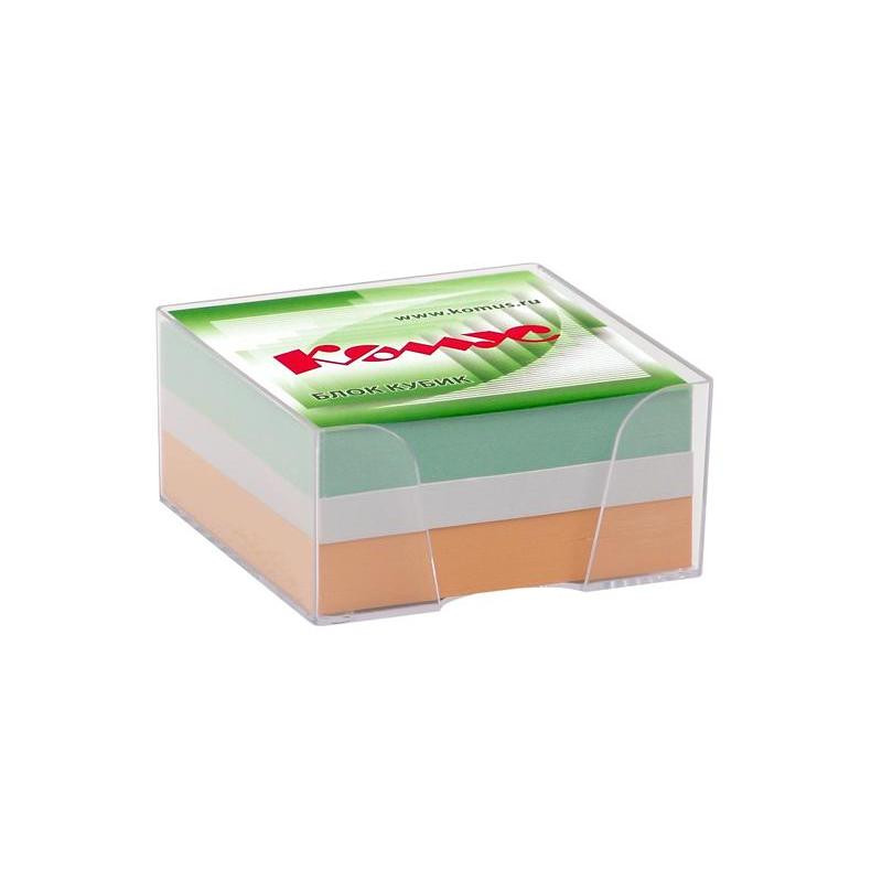 Блок для записей в подставке КОМУС в стакане 9х9х5 цветной блок 80-100 г