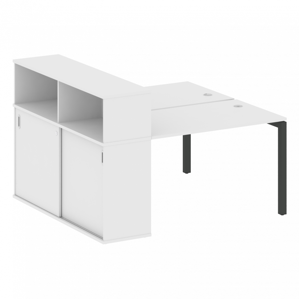 Metal System Quattro Рабочая станция с шкафом-купе на П-образном м/к 50БП.РС-СШК-2.2 Т Белый/Металл