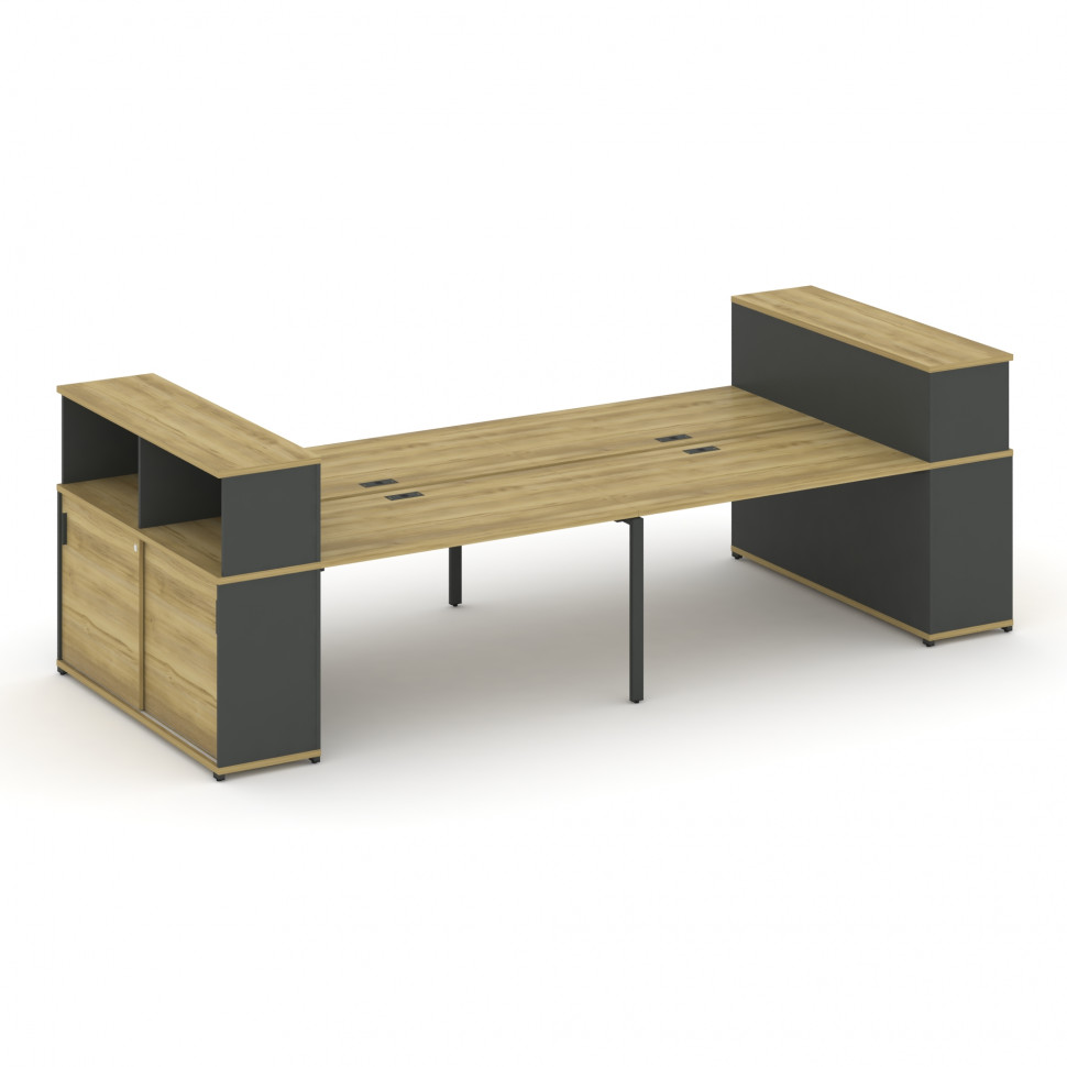 Concept Рабочая станция с опорными шкафами-купе с надставкой низ. CN.DRS-281 A Дуб Винченцо/Антрацит