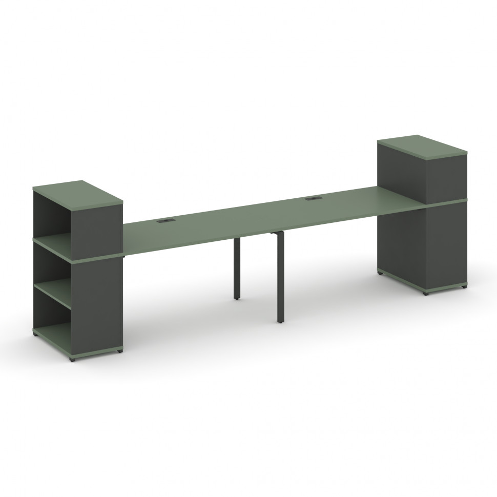 Concept Рабочая станция с опорными стеллажами с надставкой низ. CN.ORS-211 Кобо/Антрацит/Металл Антр Concept Рабочая станция с опорными стеллажами с надставкой низ. CN.ORS-211 Кобо/Антрацит/Металл Антр
