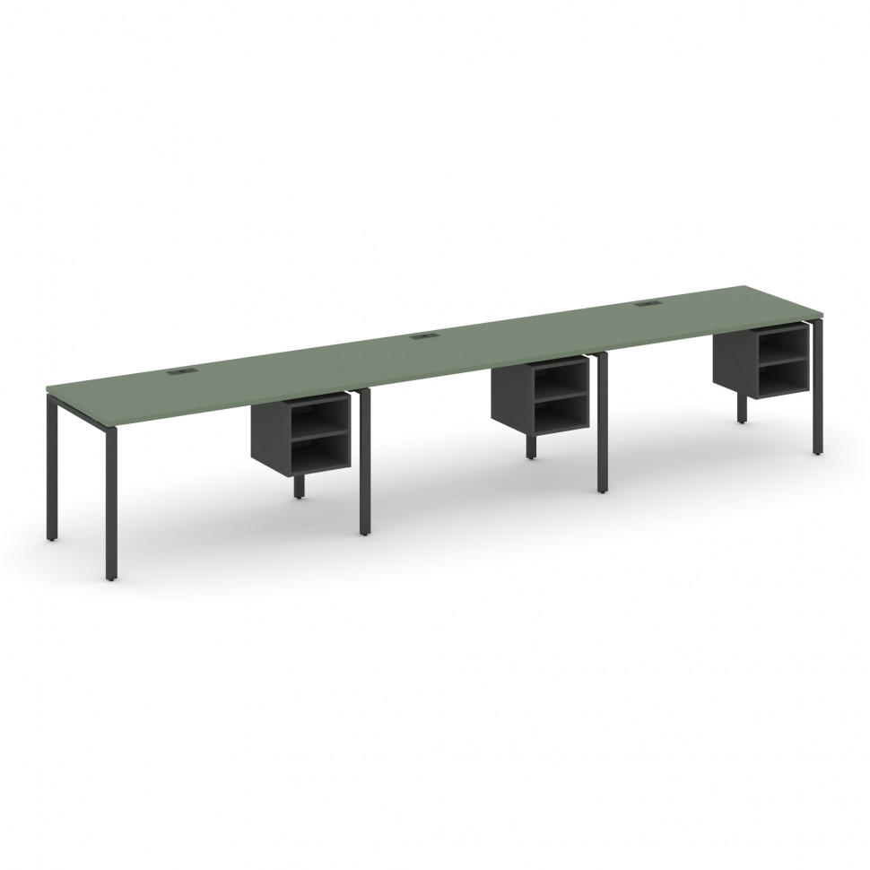 Concept Рабочая станция односторонняя с подвес. тумбами 3 места CN.ORS-127 Кобо/Антрацит/Металл Антр