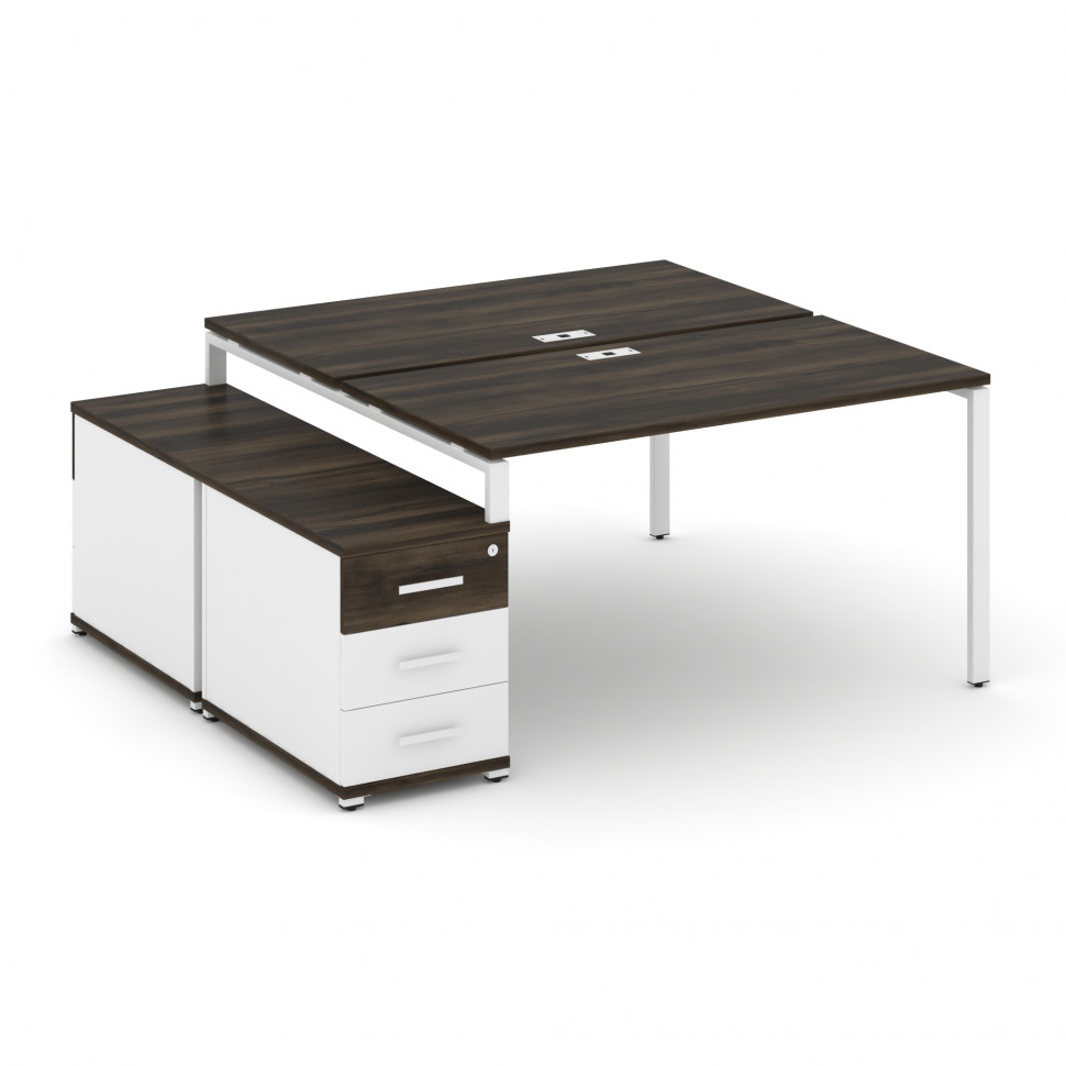 Concept Рабочая станция 2 места с двухсторонней опорной тумбой CN.DRS-303 W Дуб Мали/Белый Бриллиант