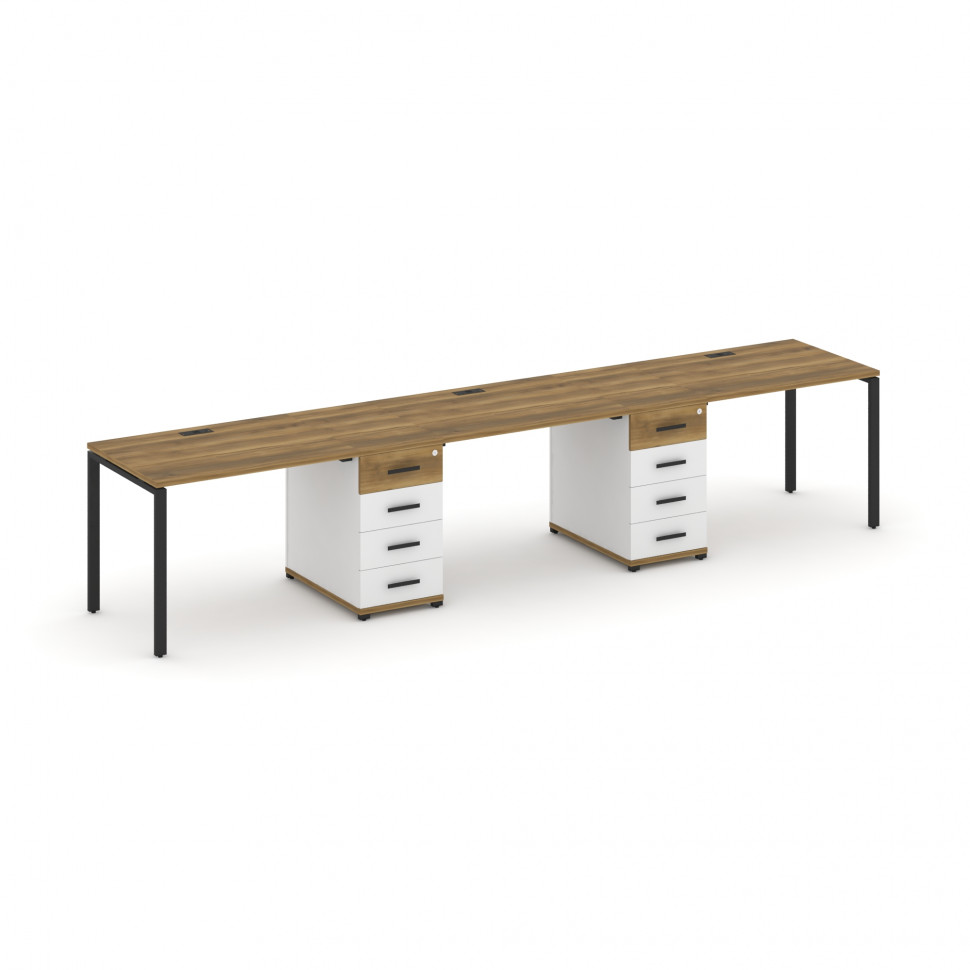 Concept Рабочая станция 3 места с 2 опорными тумбами CN.ORS-433 B Сандал Янтарный/Белый Бриллиант/Ме