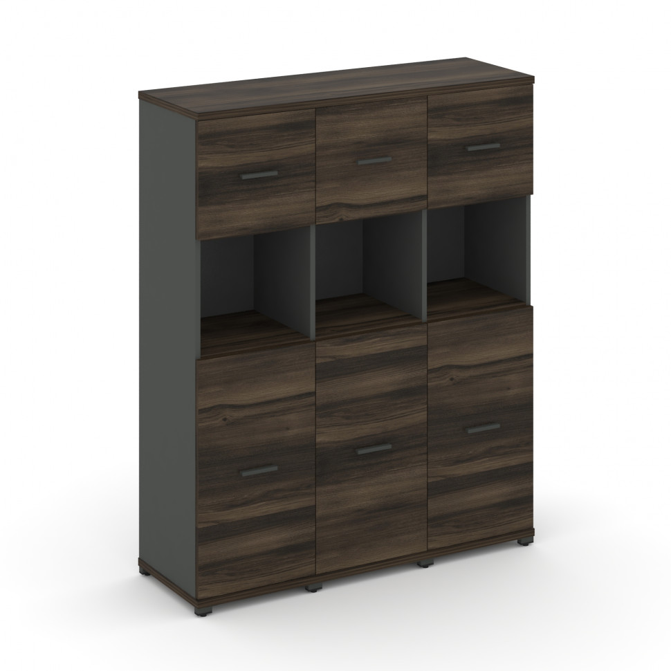 Concept Шкаф 3 узкие секции, 4 ниши CN.STU-435 A Дуб Мали/Антрацит/Металл Антрацит 1252*420*1554