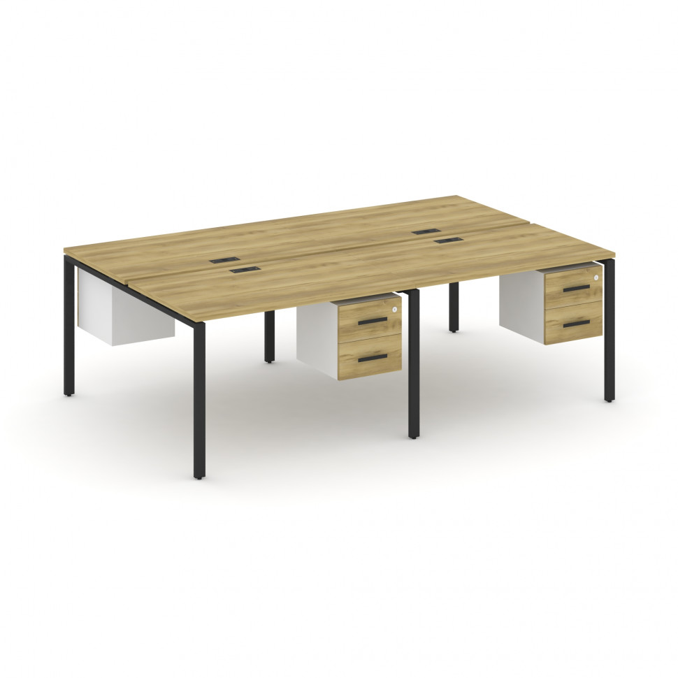 Concept Рабочая станция двухсторонняя с подвесными тумбами на 4 места CN.DRS-134 B Дуб Винченцо/Белы