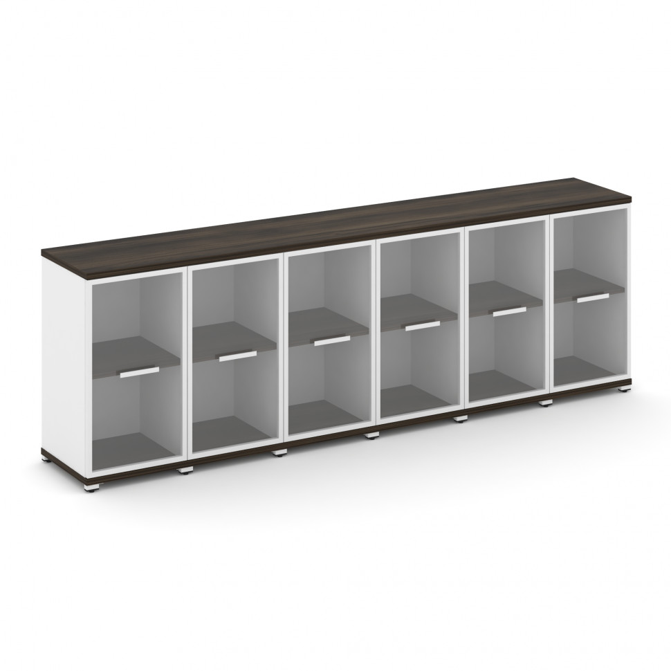 Concept Шкаф 6 узких секций, 2 ниши CN.STU-263 RPW W Дуб Мали/Белый Бриллиант/Металл Белый/Прозрачны