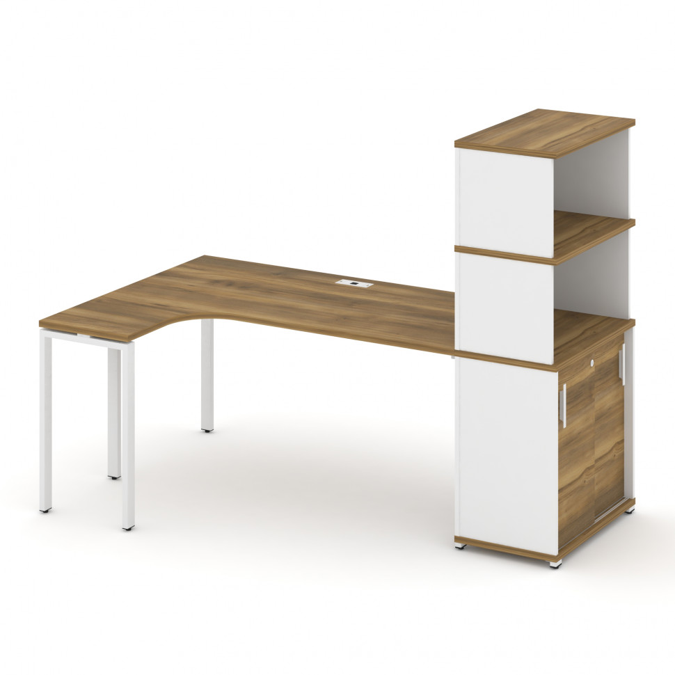 Concept Стол эргономичный с опорным шкафом-купе с надставкой выс.  CN.SA-222(L) W Сандал Янтарный/Бе