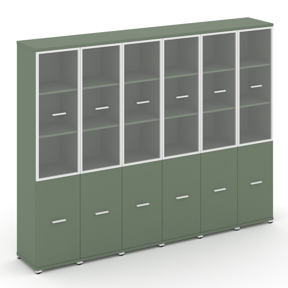 Concept Шкаф 6 узких секций, 5 ниш CN.STU-562 RPW W Кобо/Металл Белый/Прозрачный 2500*420*1922