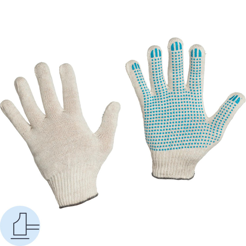 Перчатки защитные трикотажн с ПВХ Точка 4нити40-42гр 10кл 300пар/уп(белые)