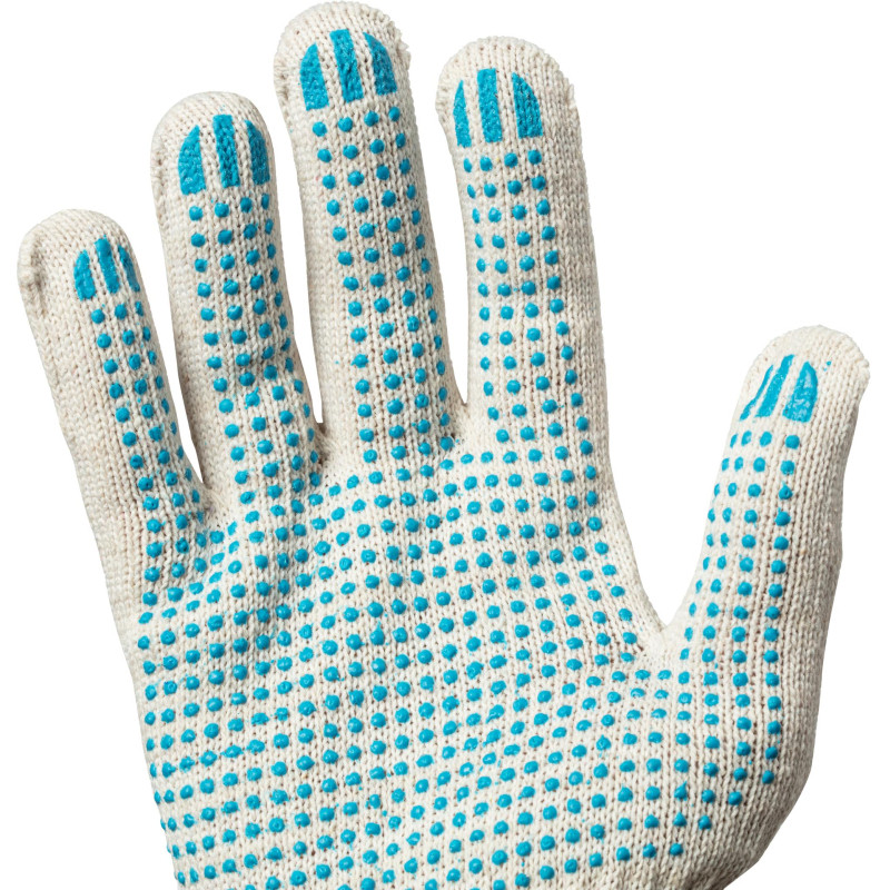 Перчатки защитные трикотажн с ПВХ Точка 4нити40-42гр 10кл 300пар/уп(белые)