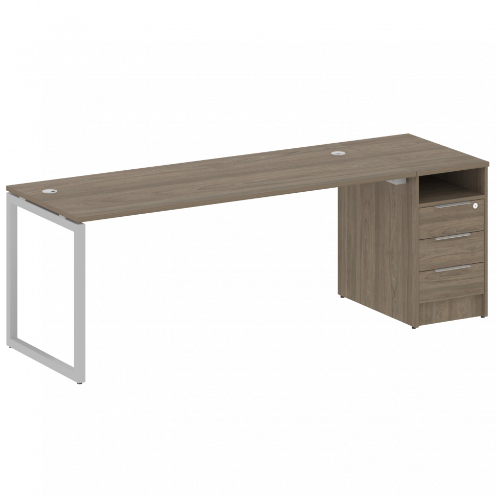 Metal System Quattro Рабочая станция с тумбой на О-образном м/к 40БО.РС-СТП-1.5 Вяз Благородный/Мета