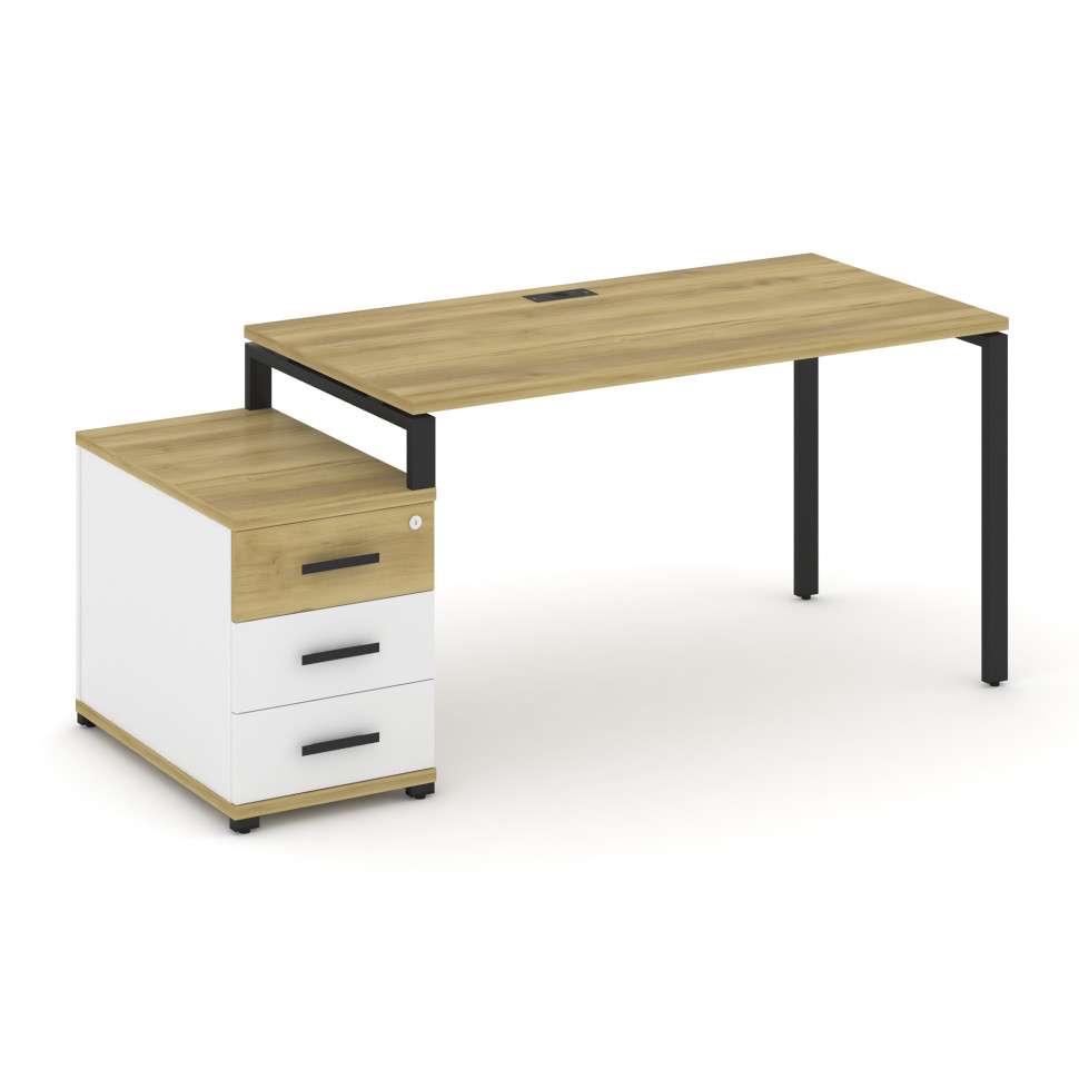 Concept Стол письменный с 1 опорной тумбой CN.SP-303 B Дуб Винченцо/Белый Бриллиант/Металл Черный 13 Concept Стол письменный с 1 опорной тумбой CN.SP-303 B Дуб Винченцо/Белый Бриллиант/Металл Черный 13