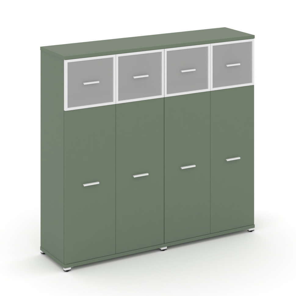 Concept Шкаф 2 широкие секции, 4 ниши CN.STS-424 RMW W Кобо/Металл Белый/Сатин 1668*420*1554