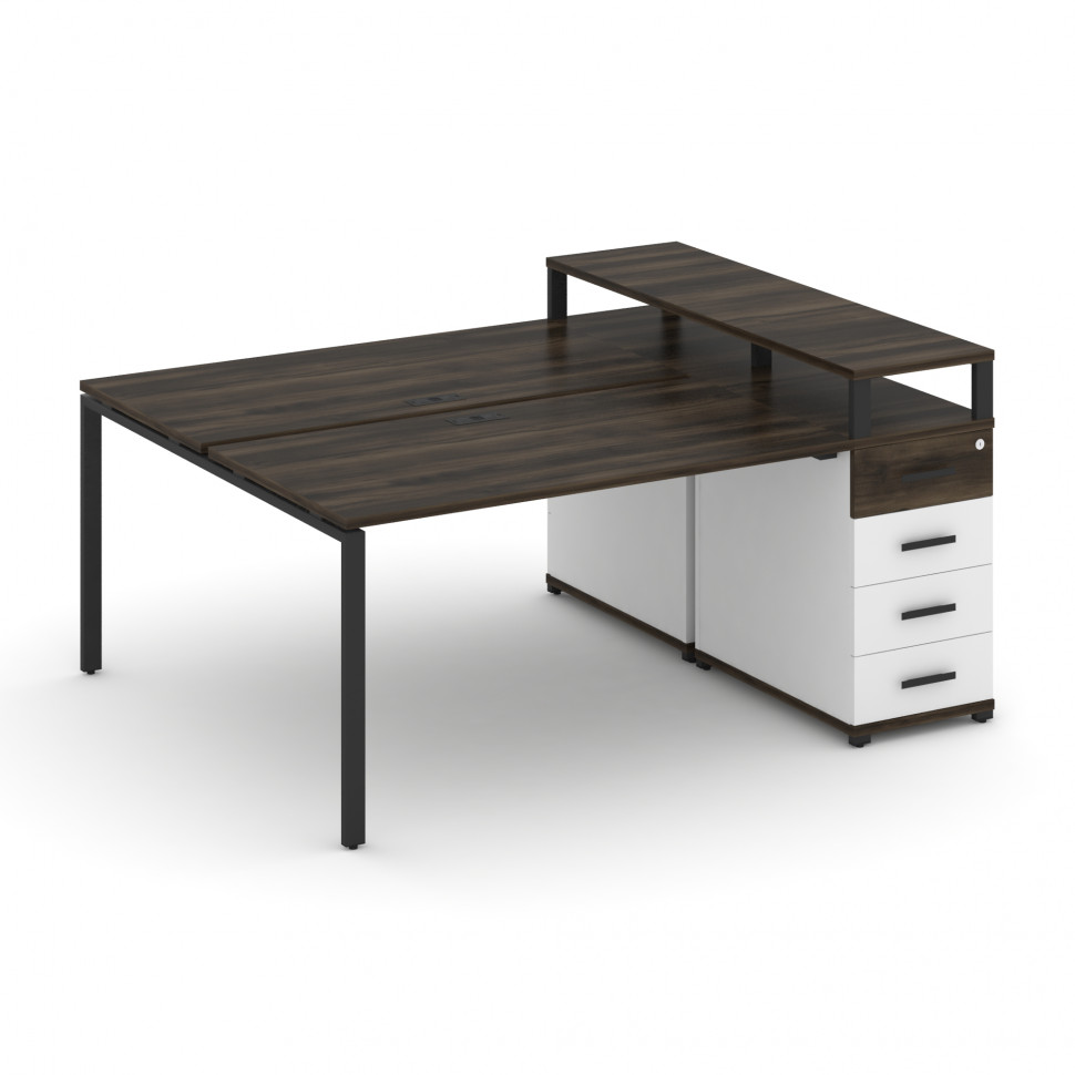 Concept Рабочая станция с 1 опорной тумбой CN.DRS-411 B Дуб Мали/Белый Бриллиант/Металл Черный 1800*