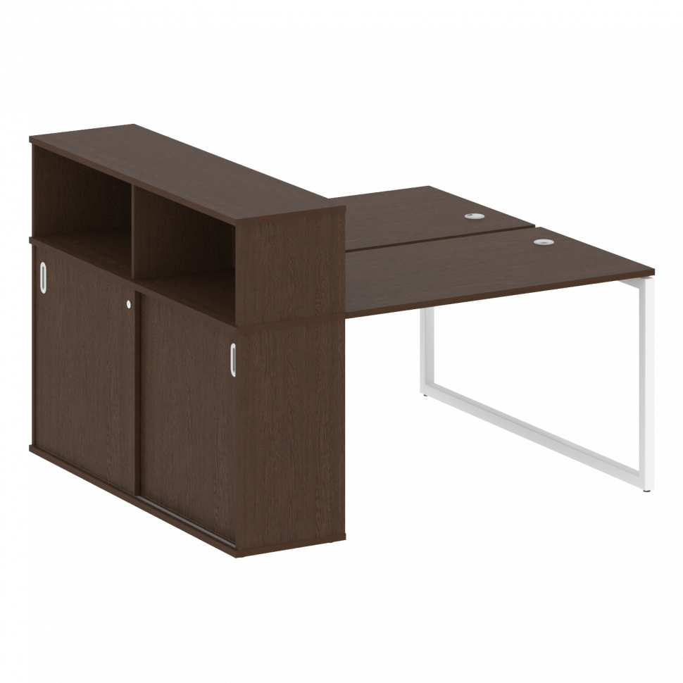 Metal System Quattro Рабочая станция с шкафом-купе на О-образном м/к 40БО.РС-СШК-2.2 Т Венге Цаво/Ме