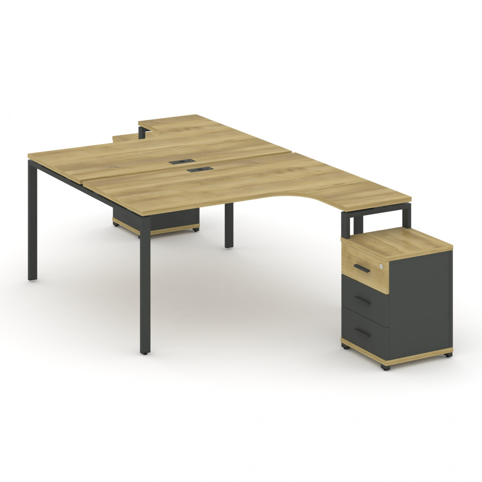 Concept Рабочая станция с 2 опорными тумбами CN.DSA-306 A Дуб Винченцо/Антрацит/Металл Антрацит 1580