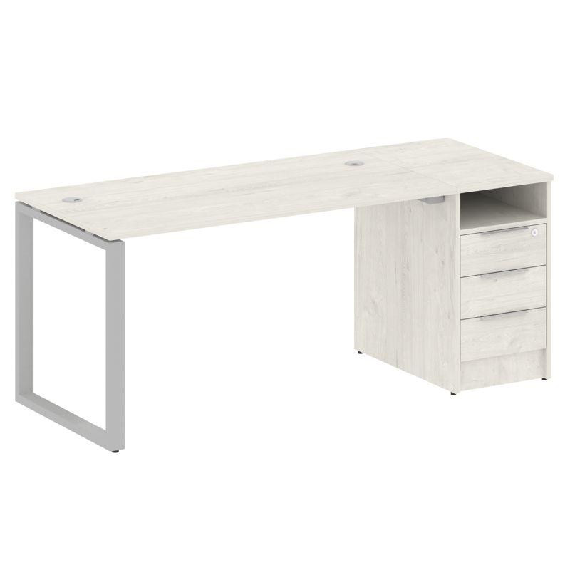Metal System Рабочая станция с тумбой на О-образном м/к БО.РС-СТП-1.3 Дуб Наварра/Металл Серый 1812*