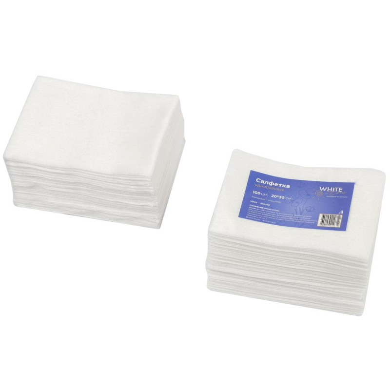 Салфетка спанлейс 20х30 см, белый, White Line, 100шт/упак, 10273 Салфетка спанлейс 20х30 см, белый, White Line, 100шт/упак, 10273