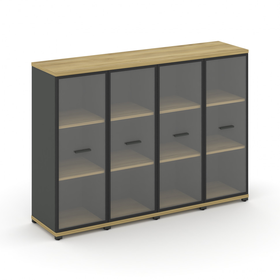 Concept Шкаф 4 узкие секции, 3 ниши CN.STU-346 RPB A Дуб Винченцо/Антрацит/Металл Антрацит/Прозрачны