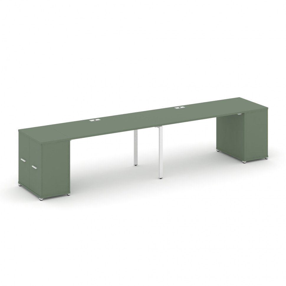 Concept Рабочая станция с опорными распаш. шкафами CN.ORS-218 W Кобо/Металл Белый 3200*720*750