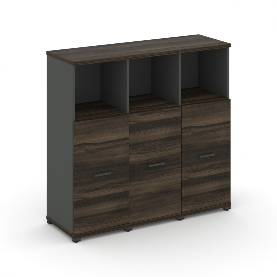 Concept Шкаф 3 узкие секции, 3 ниши CN.STU-333 A Дуб Мали/Антрацит/Металл Антрацит 1252*420*1186