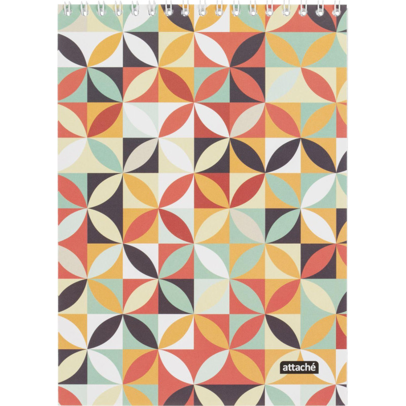 Блокнот А5 40л Attache Яркий паттерн Пастельный микс клетка, греб, ВД-лак Блокнот А5 40л Attache Яркий паттерн Пастельный микс клетка, греб, ВД-лак