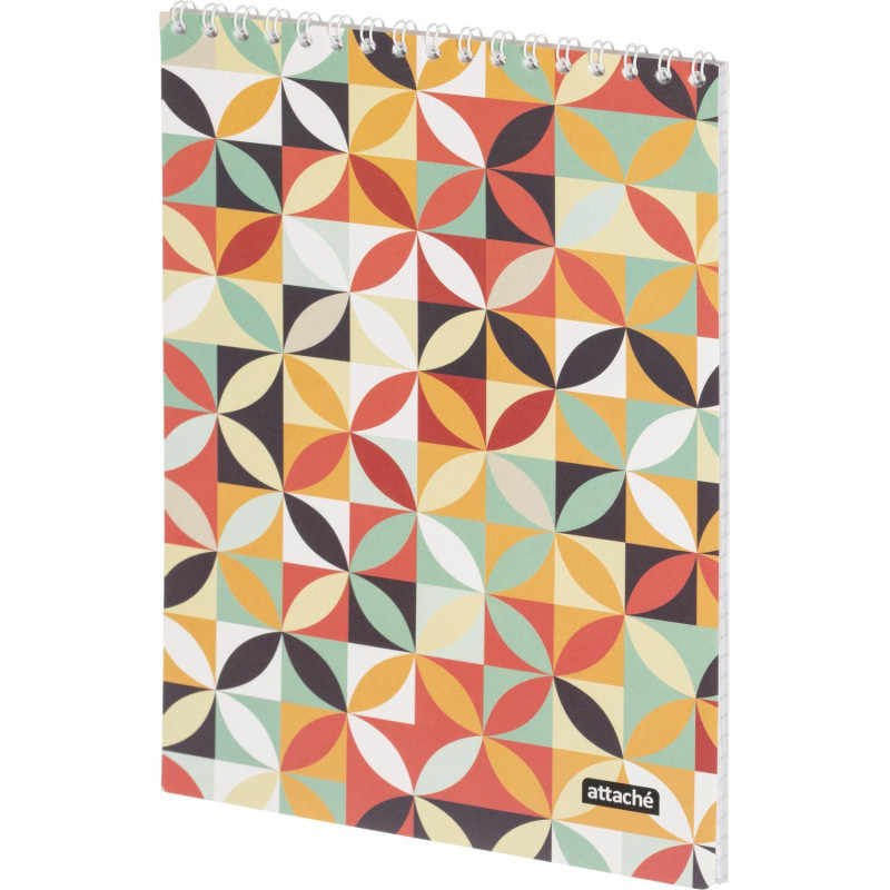 Блокнот А5 40л Attache Яркий паттерн Пастельный микс клетка, греб, ВД-лак Блокнот А5 40л Attache Яркий паттерн Пастельный микс клетка, греб, ВД-лак
