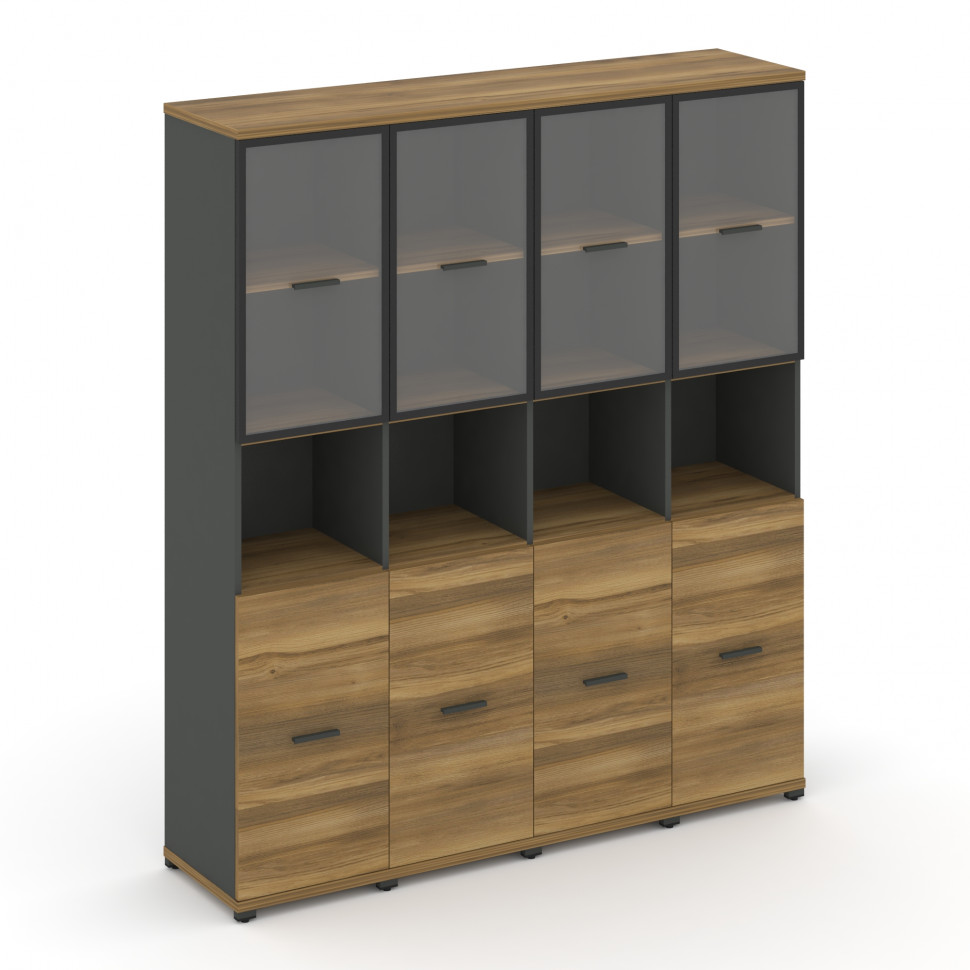 Concept Шкаф 4 узкие секции, 5 ниш CN.STU-543 RPB A Сандал Янтарный/Антрацит/Металл Антрацит/Прозра Concept Шкаф 4 узкие секции, 5 ниш CN.STU-543 RPB A Сандал Янтарный/Антрацит/Металл Антрацит/Прозра