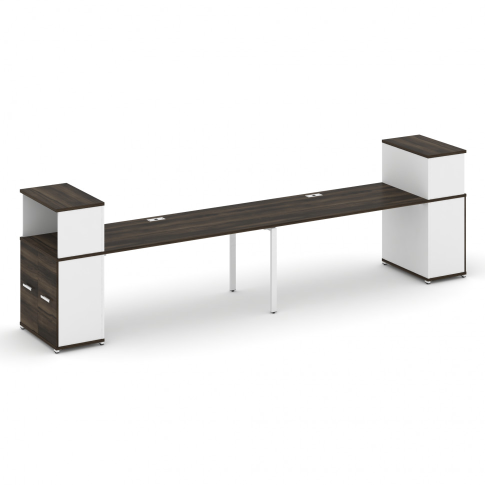 Concept Рабочая станция с опорными распаш. шкафами с надставкой низ. CN.ORS-228 W Дуб Мали/Белый Бри