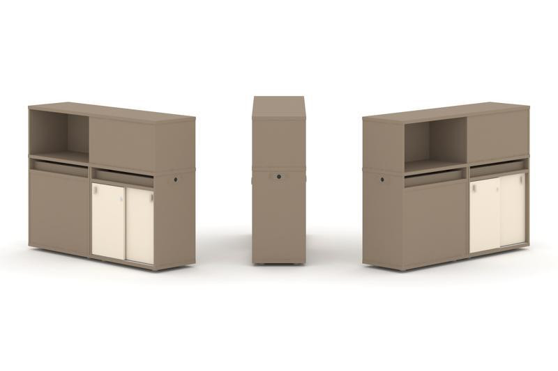 Estetica Набор №20. Тумба двойная+низкая надставка ES.NB.2N-20 Латте/Сатин 1500*410*1135