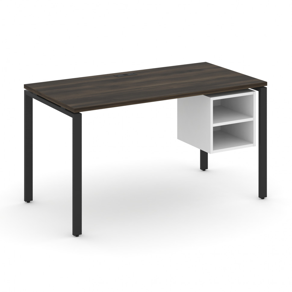 Concept Стол рабочий с подвесной тумбой с 2 открытыми нишами CN.SP-107 Дуб Мали/Белый Бриллиант/Мета