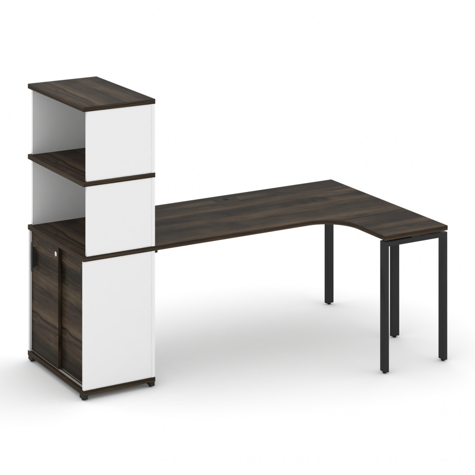 Concept Стол эргономичный с опорным шкафом-купе с надставкой выс. CN.SA-222(R) B Дуб Мали/Белый Бри Concept Стол эргономичный с опорным шкафом-купе с надставкой выс. CN.SA-222(R) B Дуб Мали/Белый Бри