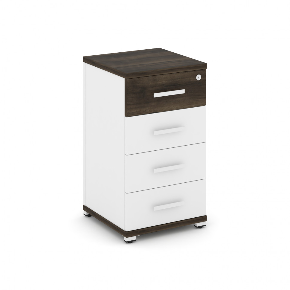 Concept Тумба опорная/приставная 4 ящ. CN.TUO-002 W Дуб Мали/Белый Бриллиант/Металл Белый 420*420*75