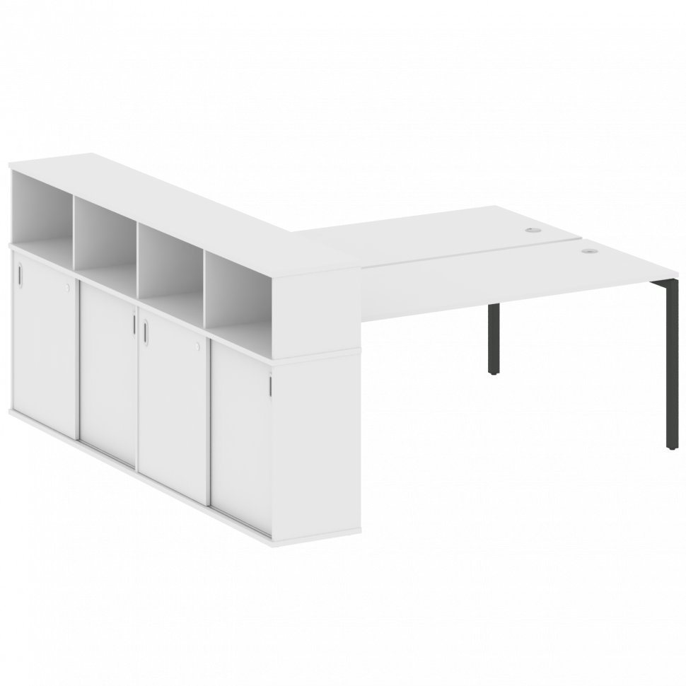 Metal System Quattro Рабочая станция с шкафом-купе на П-образном м/к 40БП.РС-СШК-4.5 Т Белый/Металл Metal System Quattro Рабочая станция с шкафом-купе на П-образном м/к 40БП.РС-СШК-4.5 Т Белый/Металл