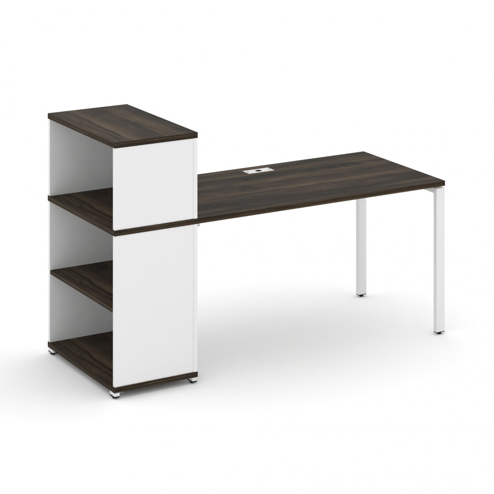 Concept Стол рабочий с опорным стеллажом с надставкой низ. CN.SP-211 Дуб Мали/Белый Бриллиант/Металл