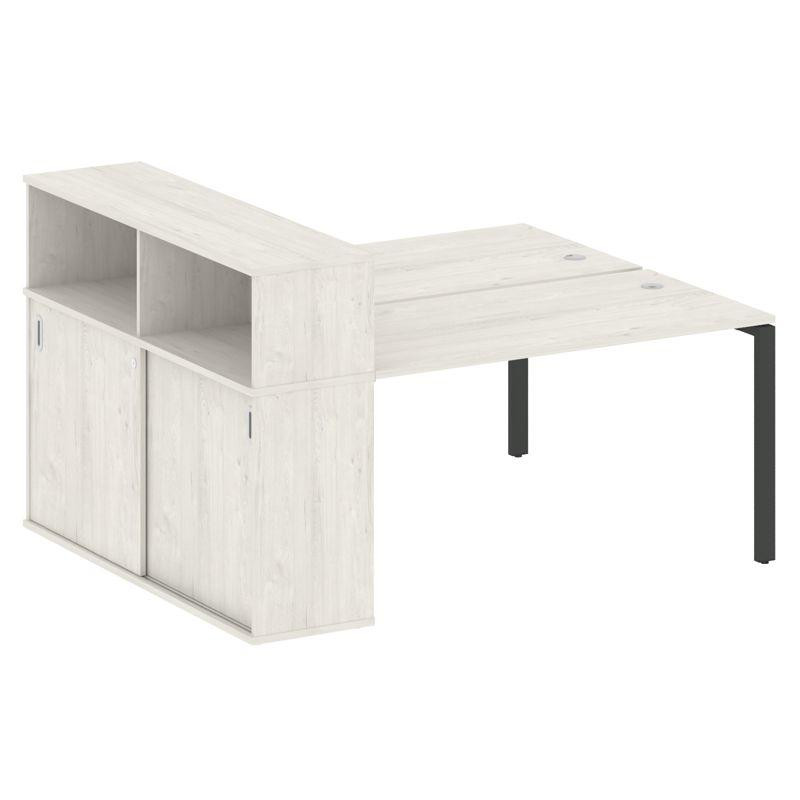 Metal System Рабочая станция с шкафом-купе на П-образном м/к БП.РС-СШК-2.3 Т Дуб Наварра/Металл Антр